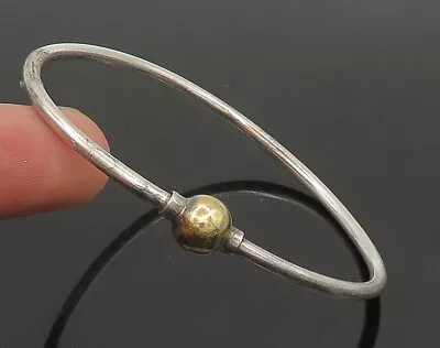 925 Silver & 14K GOLD - Vintage Two Tone Minimalist Bangle Bracelet - BT9242 • $71.71