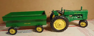 1950's VINTAGE ERTL JOHN DEERE TRACTOR TOY WITH TRAILER ORIGINAL PAINT L@@K • $79