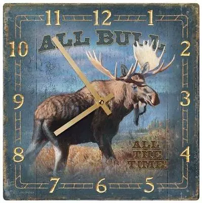 Wild Wings Bull Moose Clock 10  Square Lodge Decor Artist Jim Kasper • $31.99