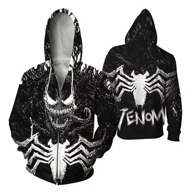 Marvel Venom Spider-Man Hoodie Men Women Full Zip Hooded Jacket • $24.62