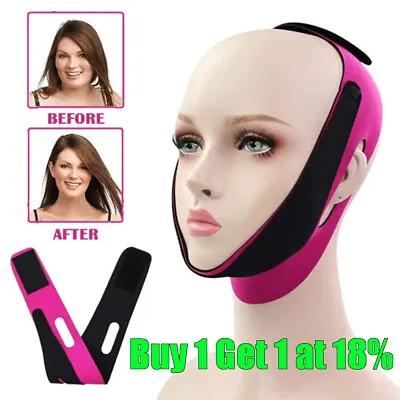 Face V-Line Slim Lift Up Mask Chin Cheek Slimming Belt Strap Band Beauty Tool UK • £3.15