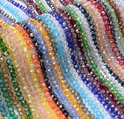 Wholesale Faceted Crystal Glass Rondelle Spacer Loose Beads For Jewelry Making • $3