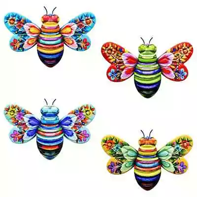 Colourful 3d Metal Bee Wall Art Outdoor Garden Wall / Fence Hanging Decoration • £17.99