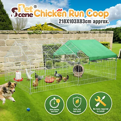 Chicken Coop Run Rabbit Hutch Pet Dog Cat Cage Playpen Fence House Puppy Pen • $119.95