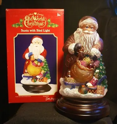 Old World Christmas Santa With Sled Glass Night Light 2006  #529753 • $124.99