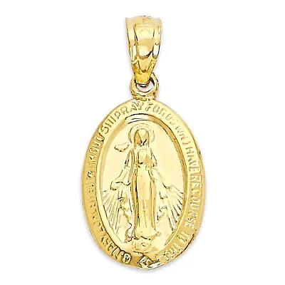 Solid Gold Miraculous Medal Pendant In 10k Or 14k Guadalupe Pendant • $190.19