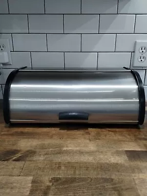 Vintage BRABANTIA Kitchen BREAD BIN Medium Top Brushed Stainless Steel 17.5  • $39.95