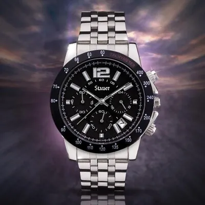 £119.99 • Buy Stauer Jet Men's Designer Watch Wristwatch Chronograph Precision Movement 3ATM
