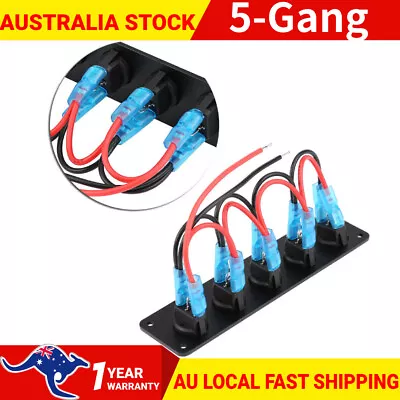 $19.88 • Buy 5 Gang 12V Switch Panel LED Light Rocker Circuit Breaker For Car RV Boat Marine