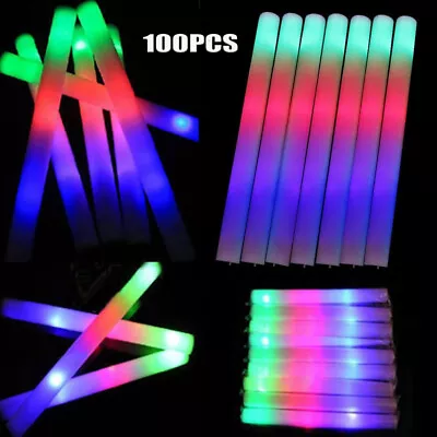 $71.86 • Buy 100PCS LED Foam Sticks 18inch Glow Stick Multi Color 3 Modes Flashing Glow Wands