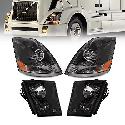 Black Projector Halogen Headlight+Fog Lights For Volvo VNL 2004-2017 Semi Truck  • $279.99