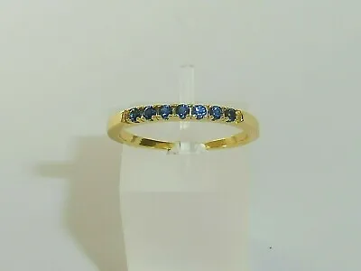 £18.15 • Buy Ladies 9 Carat Gold On 925 Solid Silver 7 Stone Blue Sapphire Half Eternity Ring