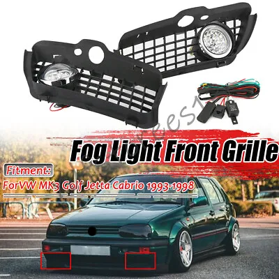 2x Bumper LED Fog Light Lamp Grille Cover For VW MK3 Golf Jetta Cabrio 1993-1998 • $38.94