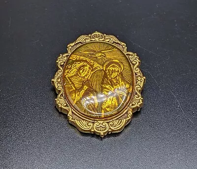 The Vatican Library Collection Mary & Angel Gold Tone & Enamel Brooch Pin • $16.50