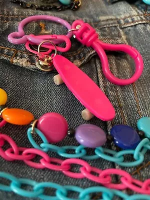 💞1980’s CHARMS 80’s Plastic Clip On Bell Charms Flash Charms SKATEBOARD  • $14.50