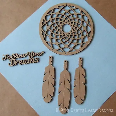 MDF Dream Catcher Craft Blank Make Your Own Circle Bead Follow Your Dreams • £4.45