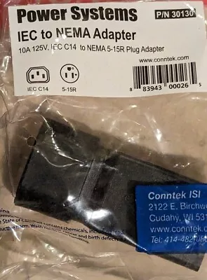 Conntek 30130 IEC C14 To NEMA 5-15R Plug Adapter 125V 10Amp • $5