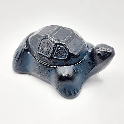 Vtg Cast Iron Seal Chop Ink Sea Turtle Blue Black Japanese Signed Trinket Box • $29.95