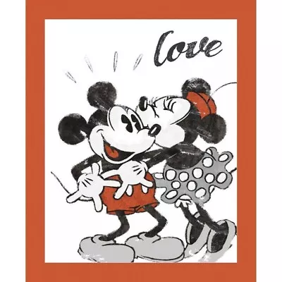 CLEARANCE Mickey Minnie Mouse LOVE Fabric Baby Quilt Panel  • $6.99