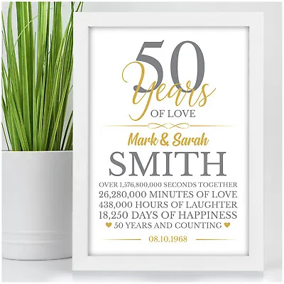 50th Wedding Anniversary Gifts 50 Years Personalised Golden Wedding Anniversary  • £4.95