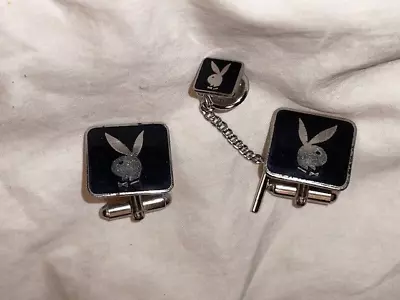 Vtg. Playboy Bunny Cuff Links & Tie Tack Signed Robbins Co Attleboro Bullet Back • $24.99