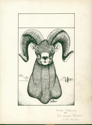 $9.99 • Buy Original MURPH BERNDT Taxidermy Ink Drawing Beautiful BIG HORN SHEEP SIGNED