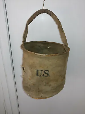 WWI 1918 U.S. Canvas Jeep / Calavary Water Collapsible Bucket Bag Canvas • $39.99