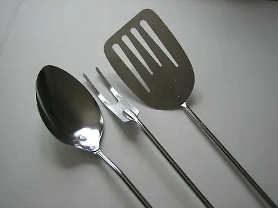 Ekco Stainless Steel Usa 20  3 Piece Spoon Fork Slotted Spatula Grilling Set • $29.95