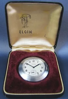 Vintage Elgin  Unusual Stainless Steel 8/0 Pendant Pocket Watch 526 7J 1937 • $85