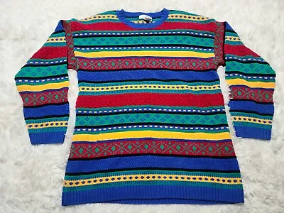 Picone Sport M Sweater Womens Knit Textured Colorblock Colorful Geometric VTG  • $22.95