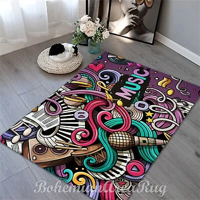 Music ThemePrinted RugArea RugWashable RugRetro Print RugGift For Rugs • $43.20