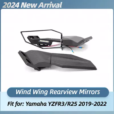 Rearview Wing Mirrors W/ LED Turn Signals Lights For 2019-2022 Yamaha YZFR3 R25 • $45.50