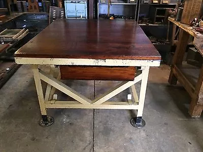 Industrial Vintage  Timber Rustic Work Bench Cafe Kitchen Island Table • $1620