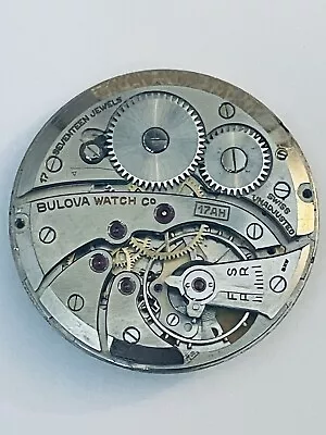 Vintage BULOVA 10sz. 17 J. Pocket Watch Movement W/dial! Parts/repairs Clean • $29.95