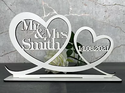 Personalised White Mr & Mrs Top Table Sign & Date Wedding Couple Gift Decoration • £9.95