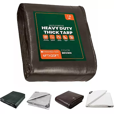 Heavy Duty Tarp 5/10/12/16Mil Waterproof Canopy Tent Shelter Carport Cover Shade • $28