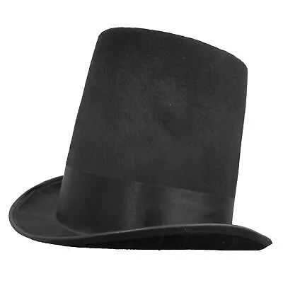 Black  Stovepipe Top Hat Felt Victorian Fancy Dress Formal Costume Accessory • £7.99