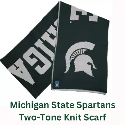 Michigan State Spartans Reversible Scarf Knit Winter Neck NEW - Split Logo • $19