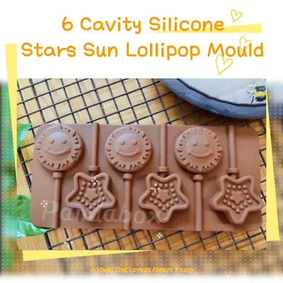 6 X Silicone Sun Star Lollipop Chocolate Mould Ice Cube Jelly Lolly Valentine • £3.35