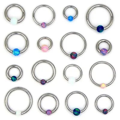 Opal Captive Bead Ring BCR Tragus Cartilage Helix Daith Lip Septum Hoop Ring • £4.53