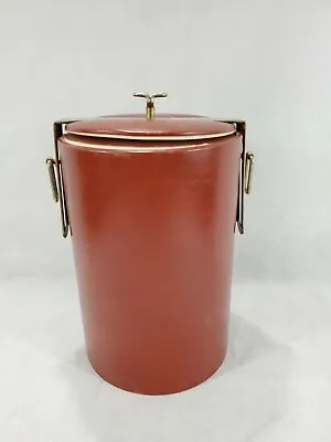 $16.79 • Buy Vtg Georges Briard ICE BUCKET Faux Leather Red Mid-Century Modern Barware 