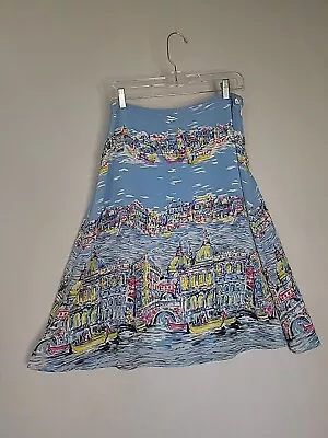 Silkland A-Line Skirt Venice Scene Size 12 LINED Resort Wear Cruise Beach • $17.99