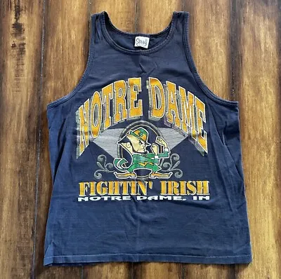 Vintage Notre Dame Fighting Irish Tank Top Shirt Size Large Single Stitch • $24