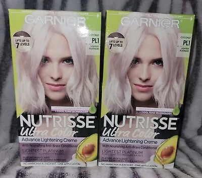 2-Garnier Nutrisse Ultra Color Hair Dye PL1 COCONUT Platinum NO Ammonia Bleach • $23.89