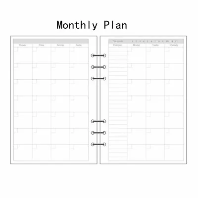 £3.10 • Buy A5/A6/A7 Monthly Planner Diary Note Insert Refill Note Paper Organiser 45 Sheets