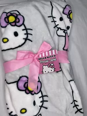 Sanrio Hello Kitty Plush Soft Blanket W/ Butterflies & Flower 50X70 🌸 🦋 RARE! • $58
