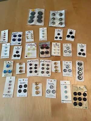 Vtg Lot Of Carded Buttons Plastic Metal Novelty Pearl Italy • $49.99