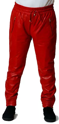 Mens Genuine Leather Sweat Pants / Joggers Relaxed Big Mans Sizes 4XL 5XL 6XL • $97.69