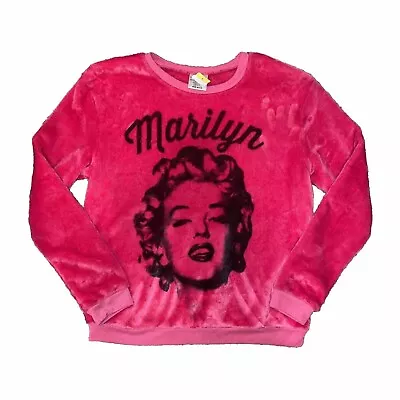 Marilyn Monroe Junior's Women's Sweater Size Large S Pink Fuzzy Pullover • $20