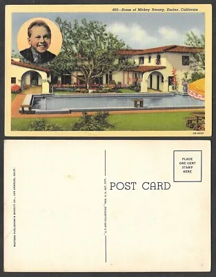 Old California Postcard - Encino - Home Of Movie Star Mickey Rooney Actor  • $2.98
